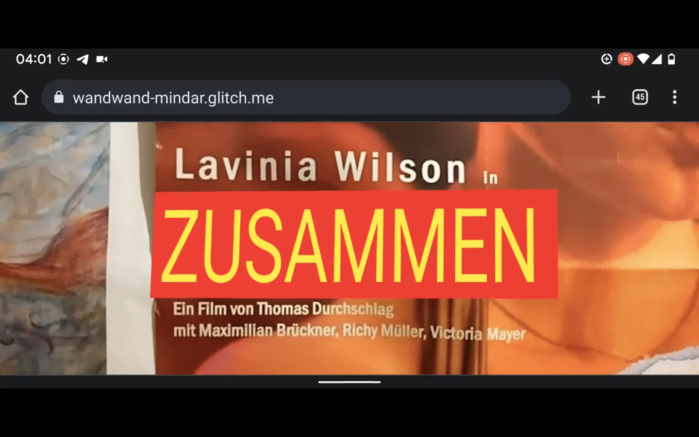 A screenshot from a prototype showing the text 'Zusammen' (english